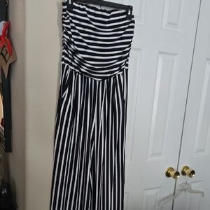 Poof! Monochrome Striped Jumpsuit